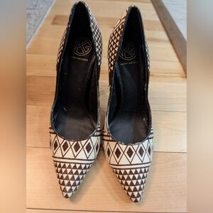 Kurt Geiger Pony Aztec pointed toe pump in calf hair material
